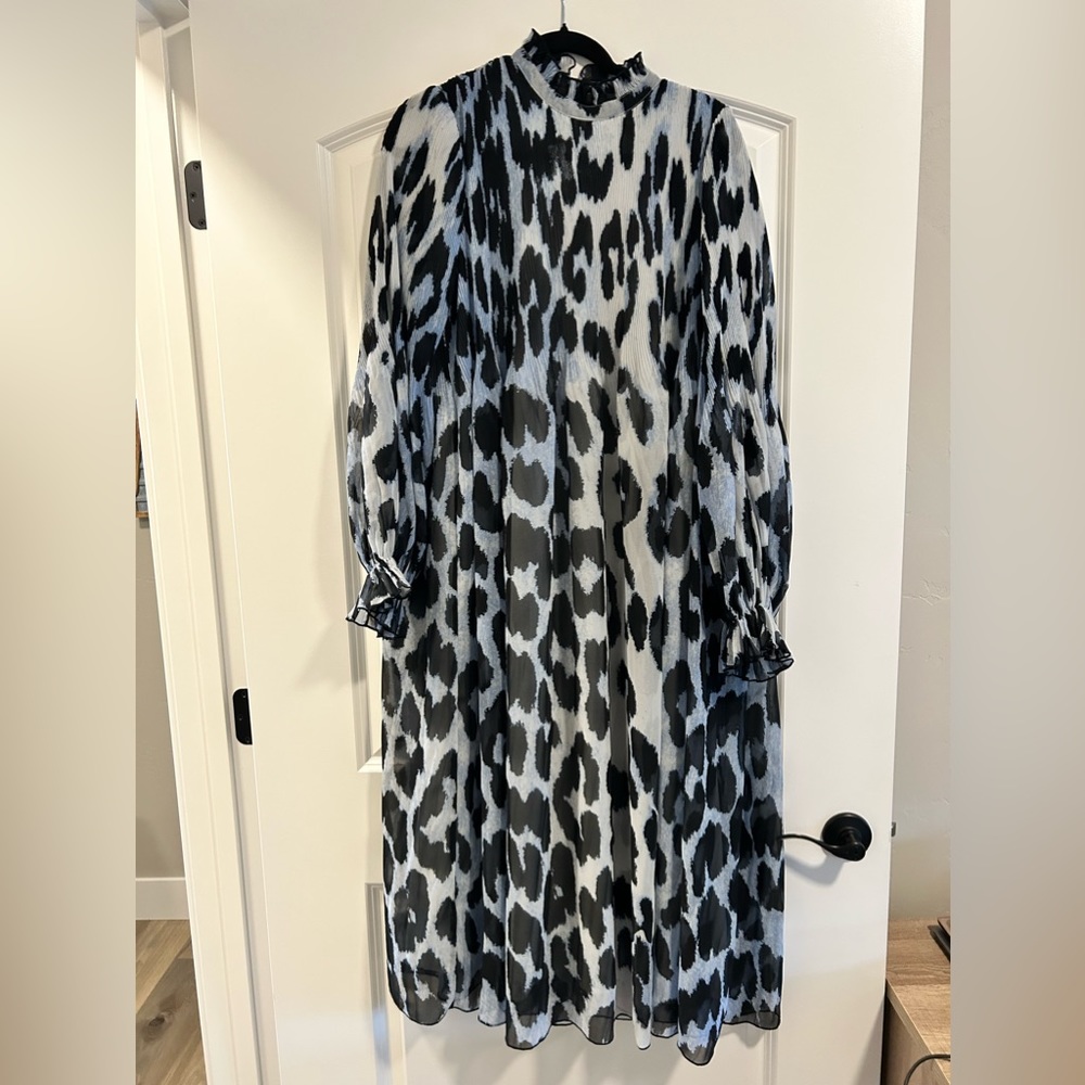 Ganni Animal Print Long Tent Dress